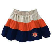 Girls Toddler Wes & Willy Tan Auburn Tigers Tri-Blend Sleeveless Full-Zip Hoodie Tiered Skirt Set