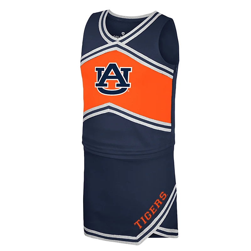 Ensemble haut et jupe de pom-pom girl pour filles du Colosseum Navy Auburn Tigers