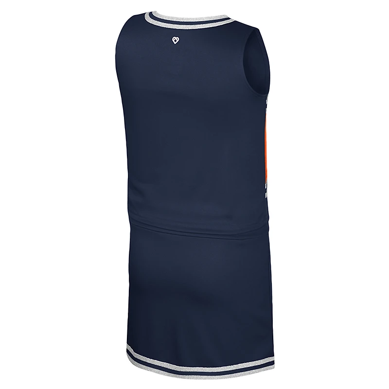 Ensemble haut et jupe de pom-pom girl pour filles du Colosseum Navy Auburn Tigers