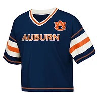 T-shirt à col en V pour jeunes filles, bleu marine, Auburn Tigers, Grid Iron