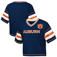 Girls Youth Navy Auburn Tigers Grid Iron V-Neck T-Shirt