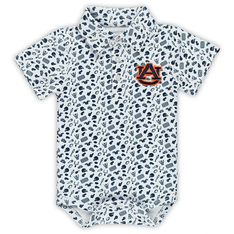 Infant Garb Navy Auburn Tigers Tom Allover Print Performance Polo Bodysuit