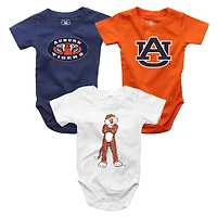 Infant Wes & Willy  Auburn Tigers Three-Pack Bodysuit Set