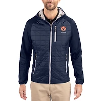 Men's Cutter & Buck  Navy Auburn Tigers Rainier Eco Hybrid PrimaLoft Raglan Full-Zip Jacket