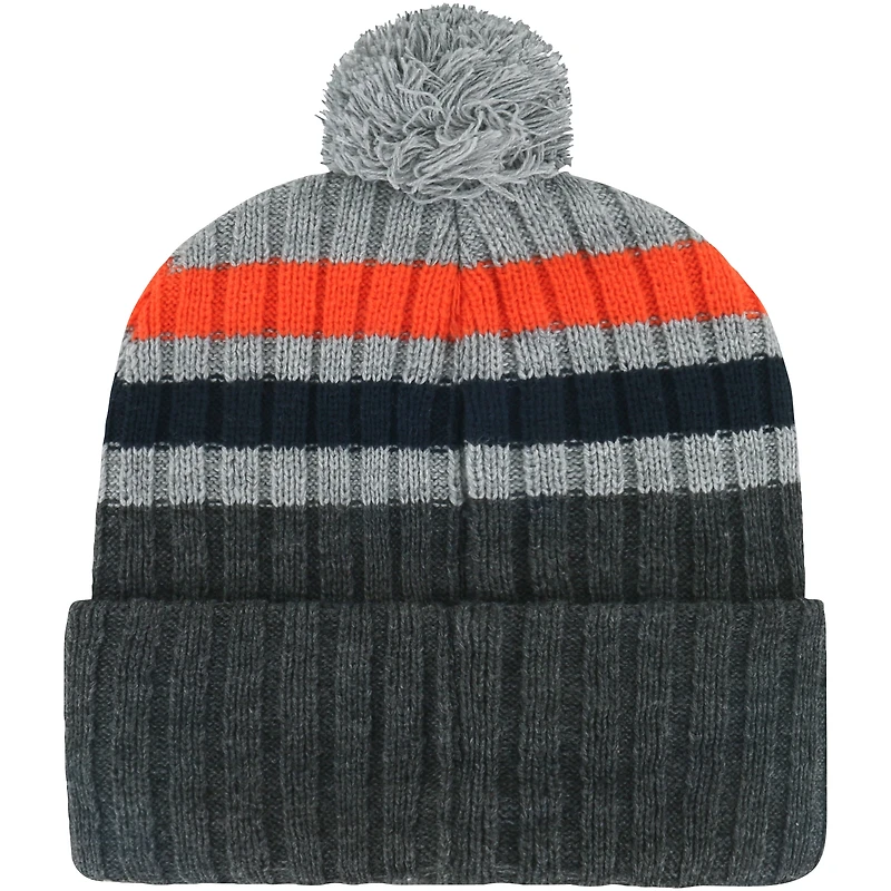 Men's '47 Charcoal Auburn Tigers Stack Striped Cuffed Knit Hat with Pom
