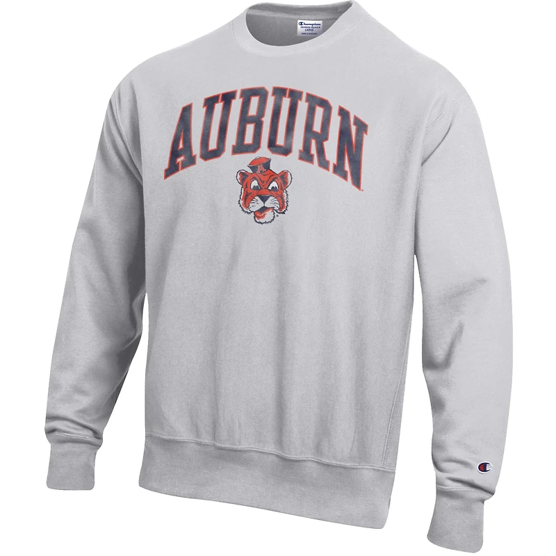 Sweat-shirt ras du cou à motif arché et logo inversé Champion Gray Auburn Tigers pour homme