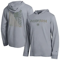 Men's Champion  Gray Auburn Tigers Operation Hat Trick Flag Hooded Long Sleeve T-Shirt