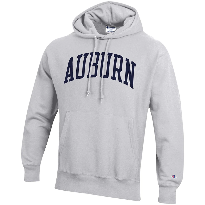 Men's Champion Heather Gray Auburn Tigers Team Arch Reverse Weave Relaxed Fit Pullover Hoodie
