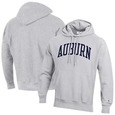 Sweat à capuche coupe décontractée Champion Heather Gray Auburn Tigers Team Arch Reverse Weave pour homme
