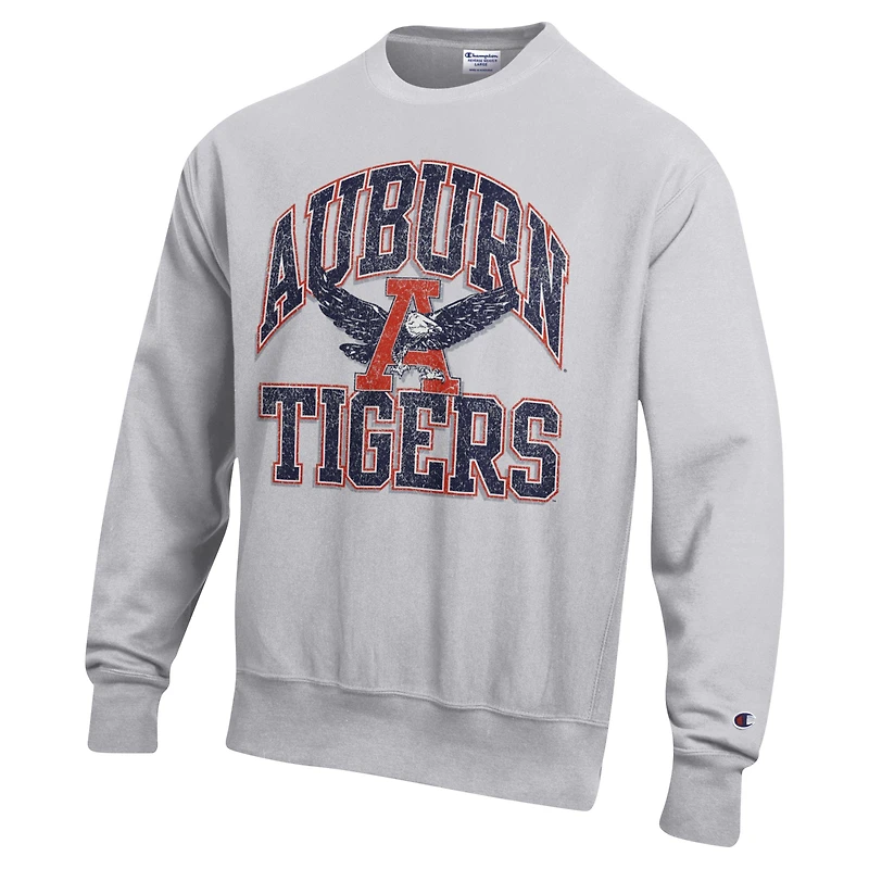 Sweat-shirt à enfiler tissage inversé Champion Heather Gray Auburn Tigers Late Night pour homme