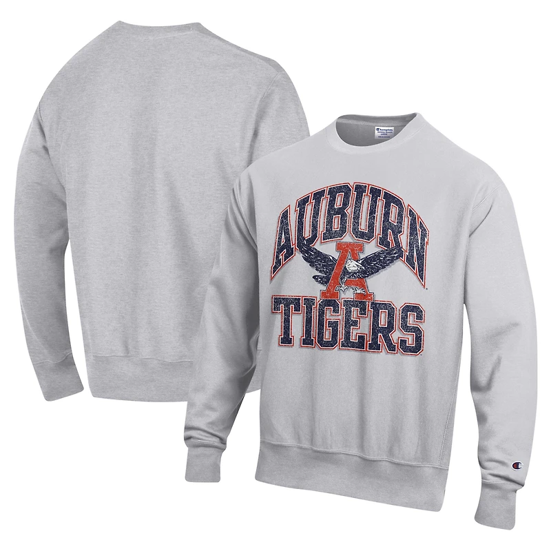 Sweat-shirt à enfiler tissage inversé Champion Heather Gray Auburn Tigers Late Night pour homme