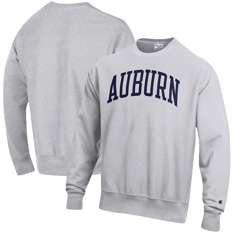 Sweat-shirt Champion à armure inversée Auburn Tigers Arch Reverse Weave pour homme, gris chiné