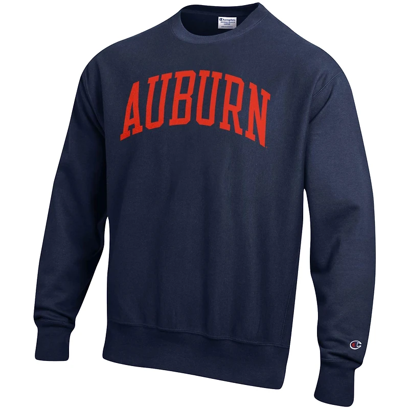 Sweat-shirt à enfiler Champion Navy Auburn Tigers pour homme, coupe décontractée, tissage inversé Arch