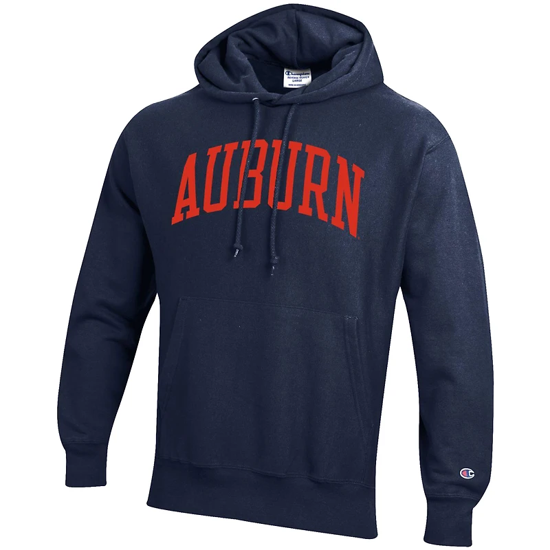 Men's Champion Heather Gray Auburn Tigers Team Arch Reverse Weave Relaxed Fit Pullover Hoodie
