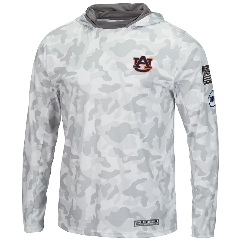 Men's Colosseum Arctic Camo Auburn Tigers OHT Military Appreciation Long Sleeve Hoodie Top