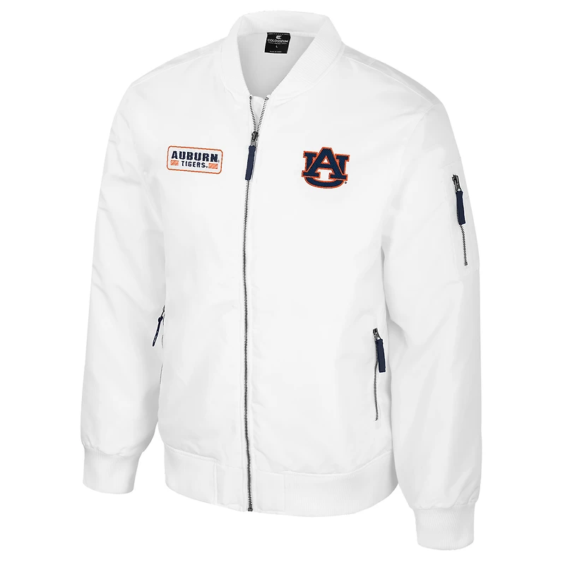 Blouson aviateur entièrement zippé Colosseum Auburn Tigers White Rabbit pour homme