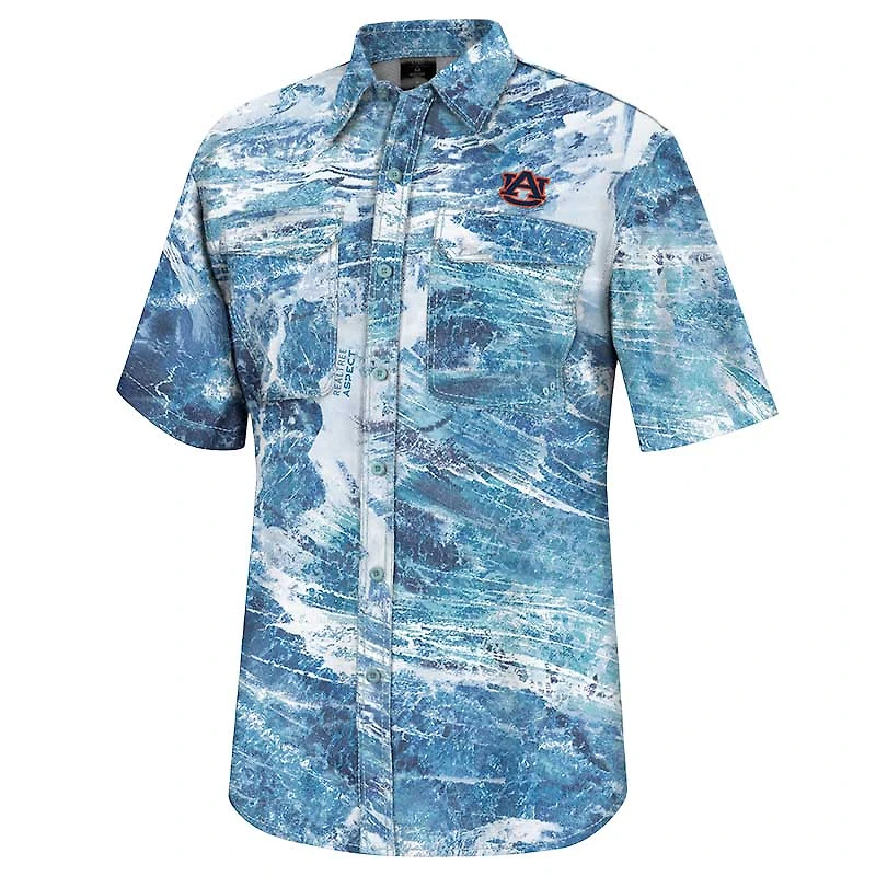 Colosseum Blue Auburn Tigers Realtree Aspect Charter Chemise de pêche à boutons complets pour homme