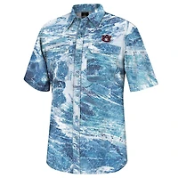 Colosseum Blue Auburn Tigers Realtree Aspect Charter Chemise de pêche à boutons complets pour homme