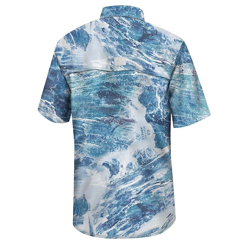 Men's Colosseum Blue Auburn Tigers Realtree Aspect Charter Full-Button Fishing Shirt