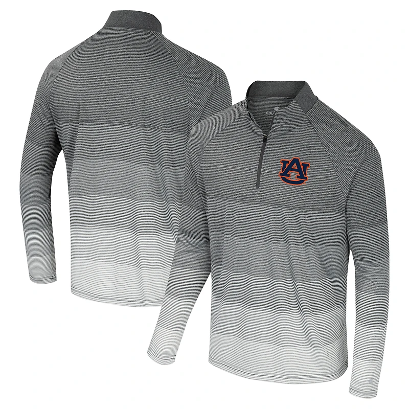 Men's Colosseum Gray Auburn Tigers AI Striped Mesh Quarter-Zip Raglan Windshirt