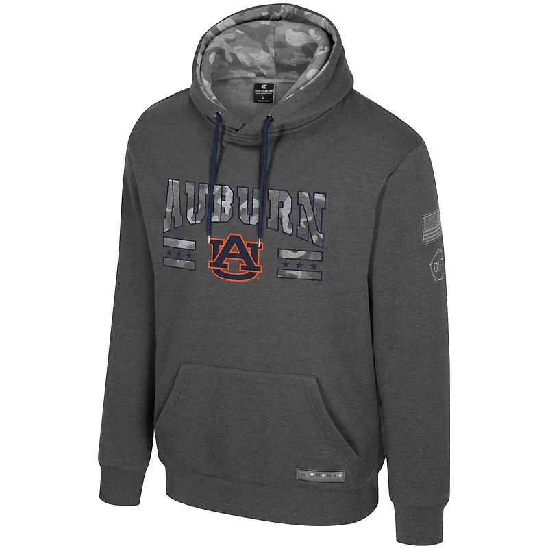 Men's Colosseum  Heather Charcoal Auburn Tigers Operation Hat Trick Squad Hoodie