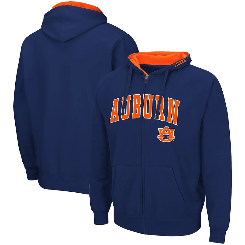 Sweat à capuche zippé Colosseum Navy Auburn Tigers Arch & Logo 3.0 pour homme