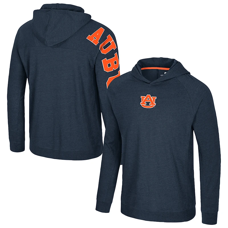 Men's Colosseum Navy Auburn Tigers Back Business Long Sleeve Raglan Hooded T-Shirt
