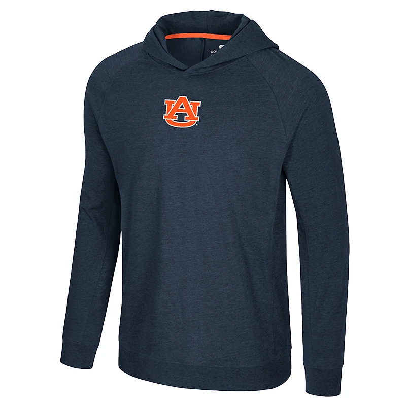 Men's Colosseum Navy Auburn Tigers Back Business Long Sleeve Raglan Hooded T-Shirt