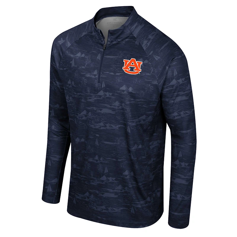Men's Colosseum Navy Auburn Tigers Carson Raglan Quarter-Zip Jacket