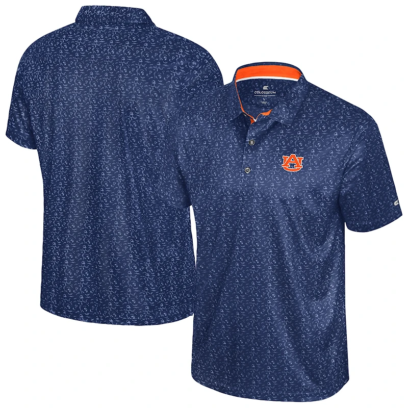 Polo imprimé football bleu marine Colosseum pour homme, Auburn Tigers