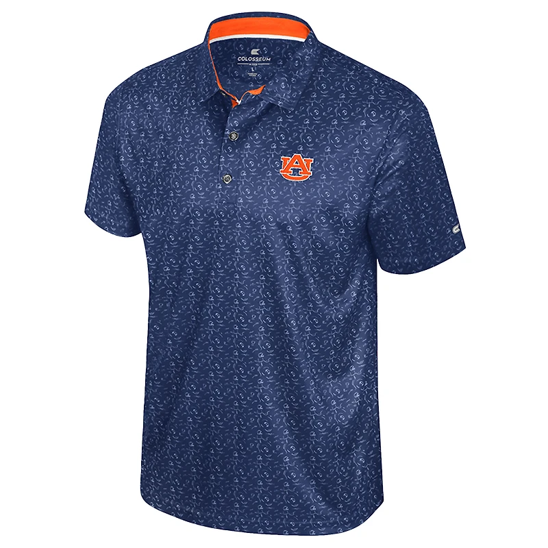 Polo imprimé football bleu marine Colosseum pour homme, Auburn Tigers