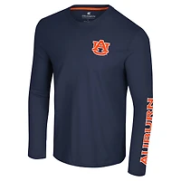 T-shirt à manches longues Colosseum Navy Auburn Tigers Logo Lockup 3-Hit Active Blend pour hommes