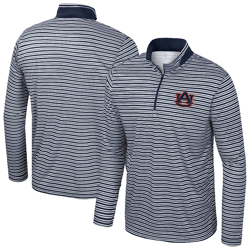 Haut rayé à glissière quart de tour Colosseum Navy Auburn Tigers pour homme