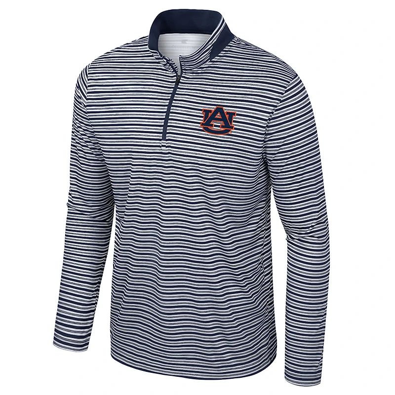 Haut rayé à glissière quart de tour Colosseum Navy Auburn Tigers pour homme
