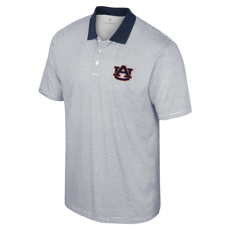 Men's Colosseum White/Navy Auburn Tigers Print Stripe Polo