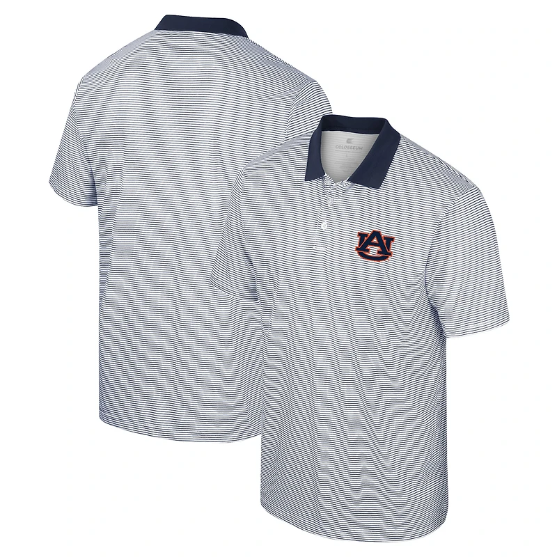 Men's Colosseum White/Navy Auburn Tigers Print Stripe Polo
