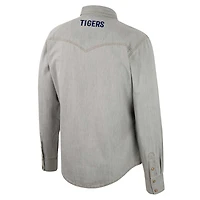 Men's Colosseum x Wrangler Gray Auburn Tigers Cowboy Cut Western Full-Snap Long Sleeve Shirt