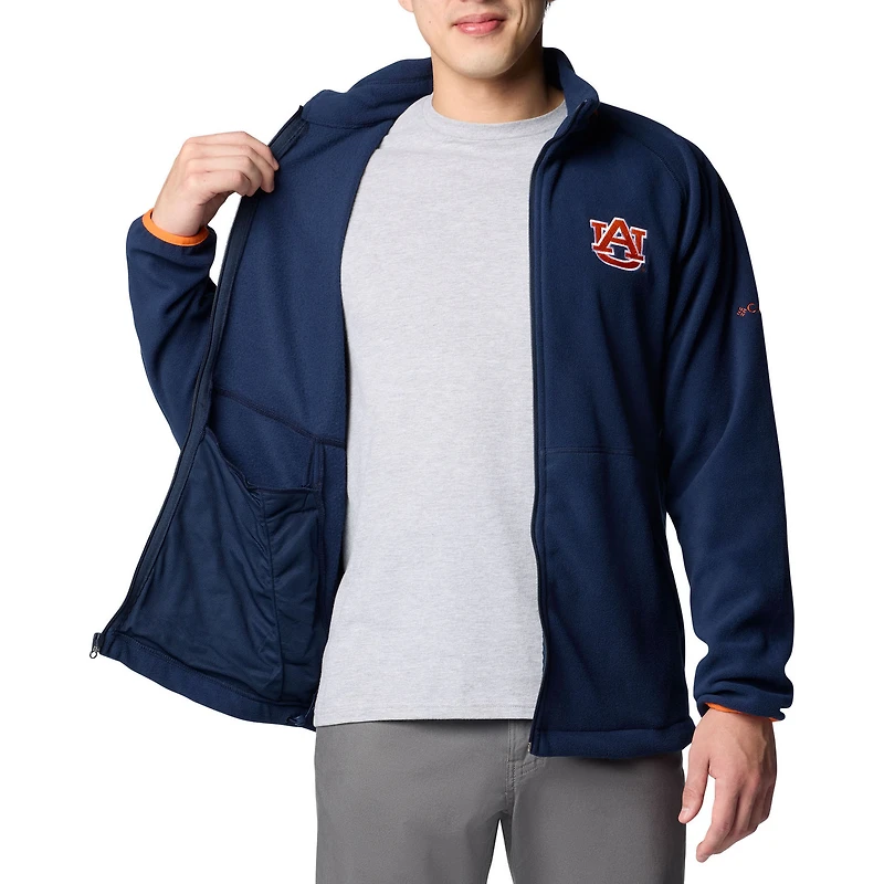 Veste polaire à glissière complète Columbia Navy Auburn Tigers Flanker IV Raglan pour homme