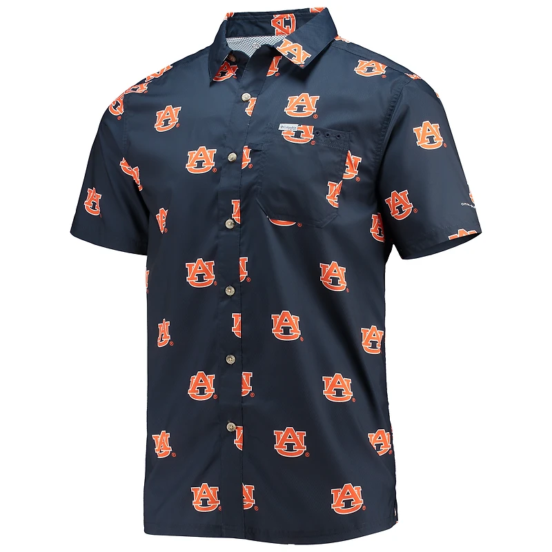 Chemise boutonnée pour homme Columbia Navy Auburn Tigers Super Slack Tide Omni-Shade
