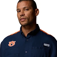 Men's Columbia Navy Auburn Tigers Tamiami Colorblock Omni-Shade Button-Down Shirt