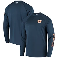 Men's Columbia Navy Auburn Tigers Terminal Tackle Omni-Shade Raglan Long Sleeve T-Shirt