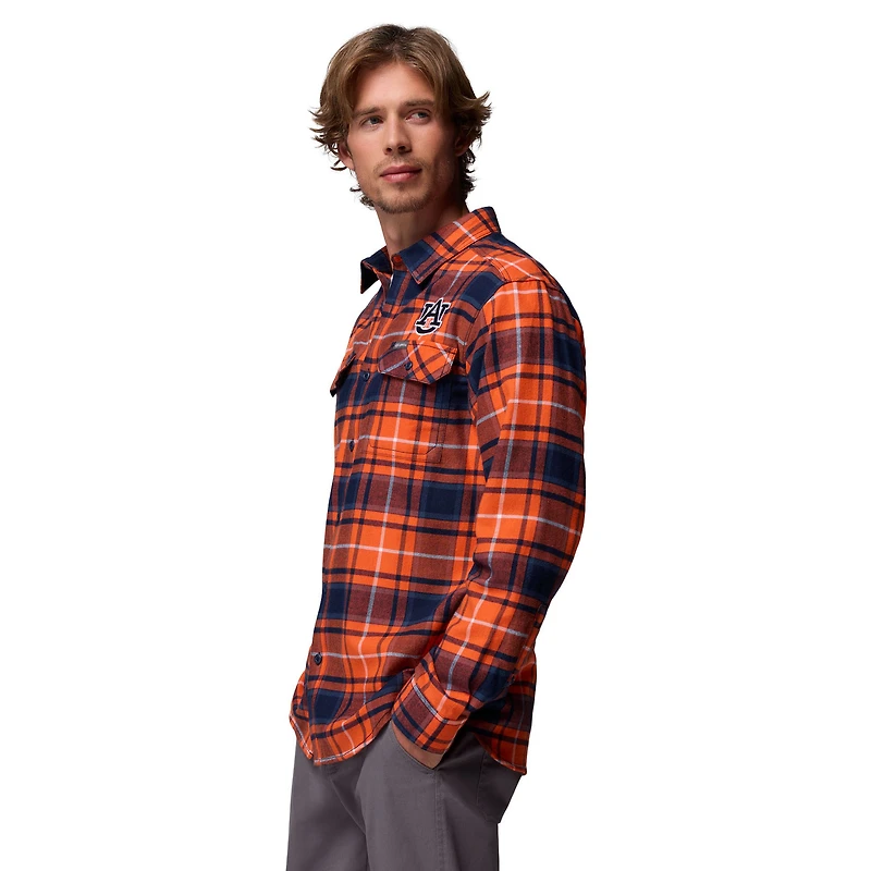 Chemise boutonnée à manches longues en flanelle Omni-Wick Orange Auburn Tigers pour homme de Columbia