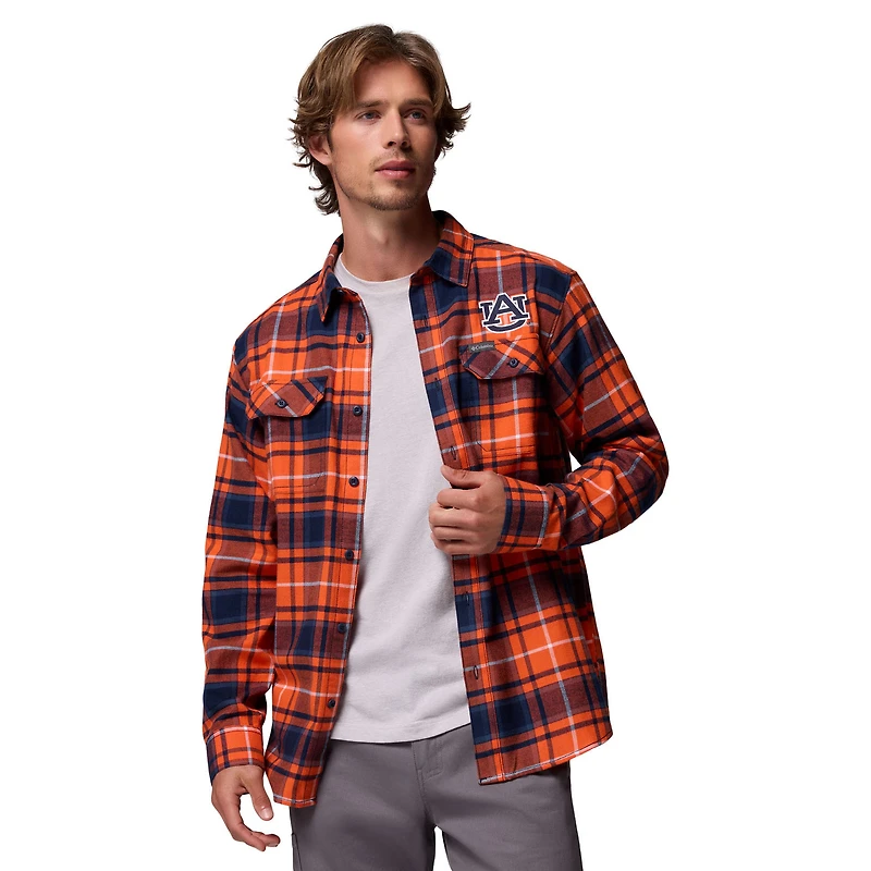 Chemise boutonnée à manches longues en flanelle Omni-Wick Orange Auburn Tigers pour homme de Columbia