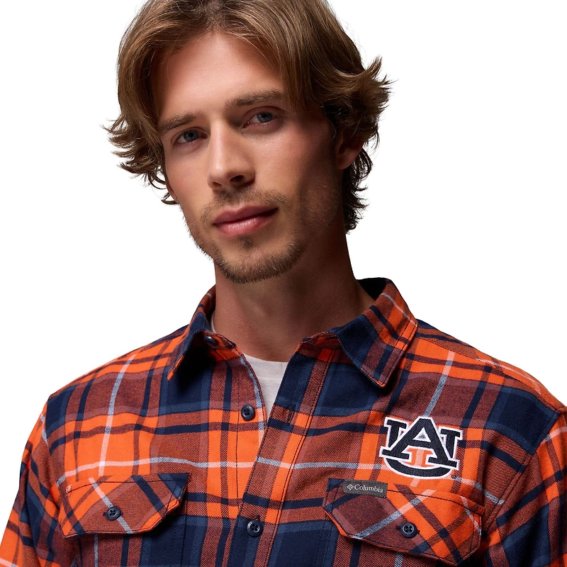 Chemise boutonnée à manches longues en flanelle Omni-Wick Orange Auburn Tigers pour homme de Columbia