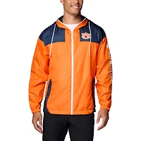 Coupe-vent entièrement zippé Columbia Orange Auburn Tigers Flash Challenger II Omni-Shade pour homme