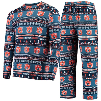 Ensemble pull moche pour homme Concepts Sport bleu marine Auburn Tigers (haut à manches longues et pantalon).