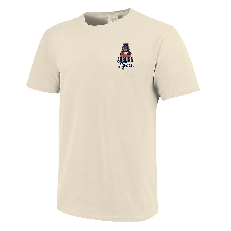 Men's Cream Auburn Tigers Comfort Colors Mascot Overlay T-Shirt