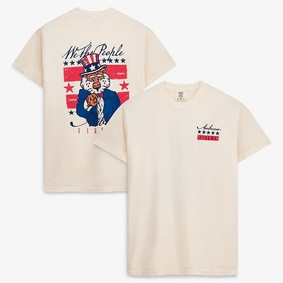 Men's  Cream Auburn Tigers Uncle Sam Mascot T-Shirt