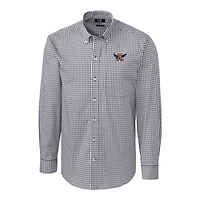 Men's Cutter & Buck Charcoal Auburn Tigers Easy Care Stretch Gingham Long Sleeve Button-Down Shirt