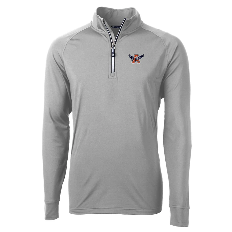 Men's Cutter & Buck Gray Auburn Tigers Adapt Eco Knit Stretch Recycled Big Tall Quarter-Zip Pullover Top